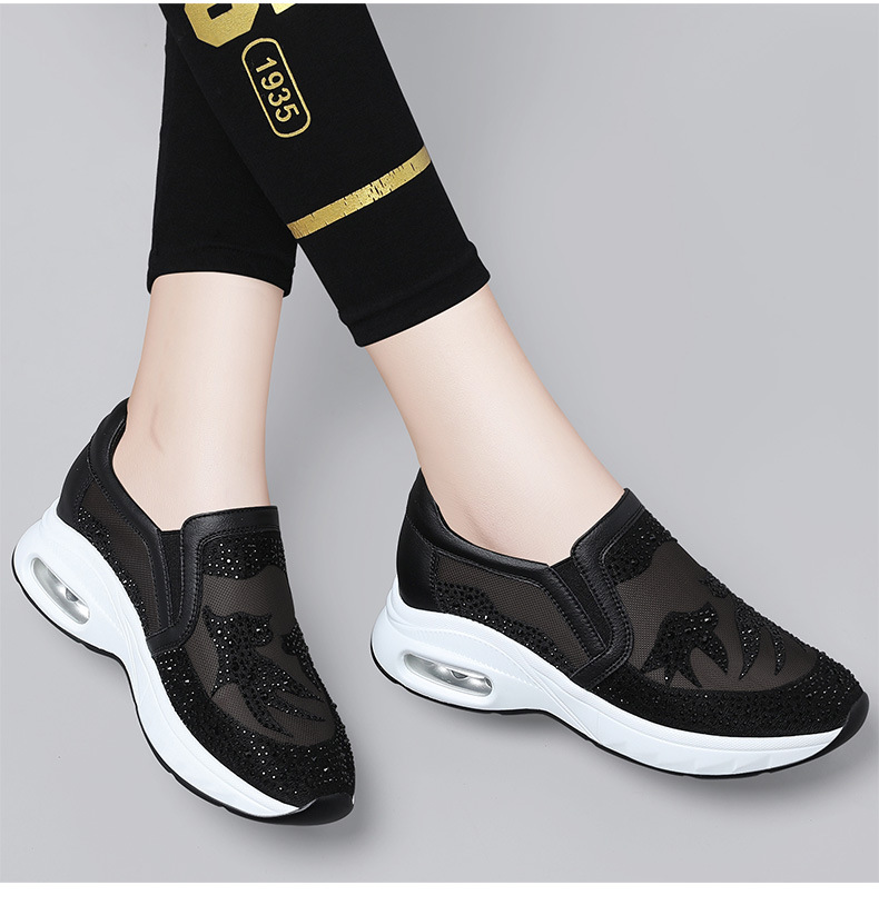 Giày sneaker nữ lưới thoáng khí đế dày phong cách thể thao đa năng — 9131 Màu đen, 9131 màu trắng chi tiết 9