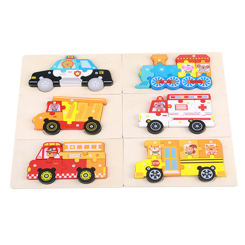 Cross-border wooden cognitive 3D three-dimensional puzzle children's puzzle early education wooden infant kindergarten baby children's toys