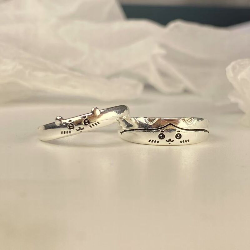 Little Red Riding Book Explosions Adjustable Small Eight and Ji Yi Couple Pair Ring Ear Paste Cute Student Best Friend Ring Little Red Riding Book Explosions Adjustable Small Eight and Ji Yi Couple Pair Ring Ear Paste Cute Student Best Friend Ring