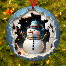 圣诞节雪人圣诞树装饰木质工艺品圣诞老人红衣布鸟节日布置摆挂饰