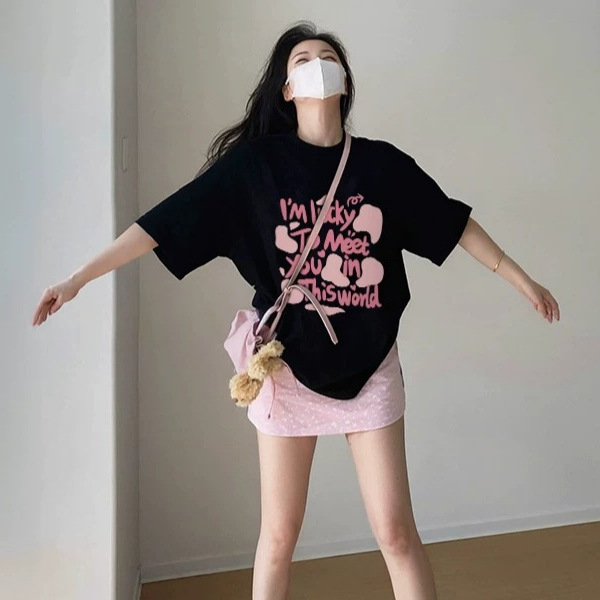 Women's Fashionable and Stylish Short-Sleeved T-Shirts, Spring and Summer Loose-Fitting Half-Sleeved T-Shirts, Versatile Pure Cotton Tops
