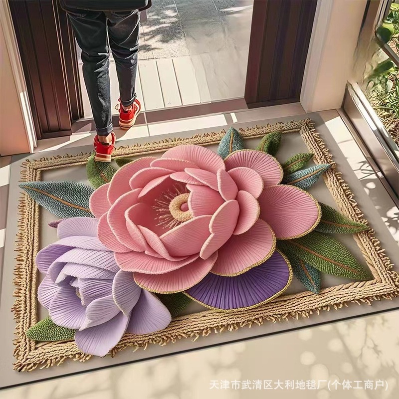 新型3d立体花珪藻泥じゅうたん異形花卉吸水速乾性フロアマット汚れ耐摩耗性フロアマット|undefined