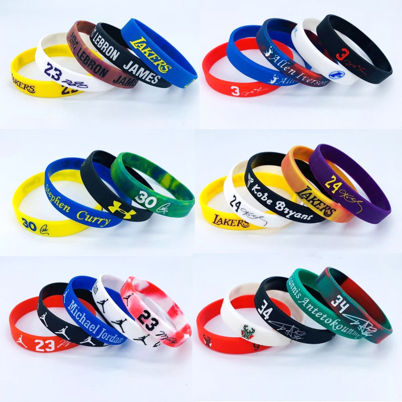 Nba Signature Men's and Women's Sports Basketball Silicone Bracelet Fan Support Versatile Basketball Event Theme Rubber Bracelet