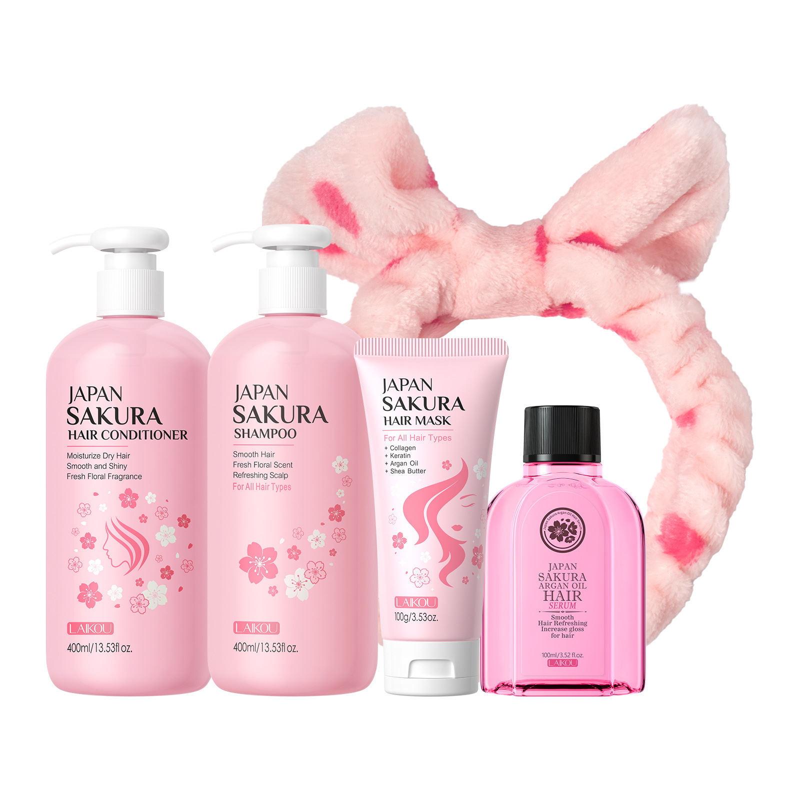 Nuevos productos transfronterizos LAIKOUFENYIQUIYUM combinación de flores de cerezo leche caracol paquete de cuidado de la piel comercio exterior en stock