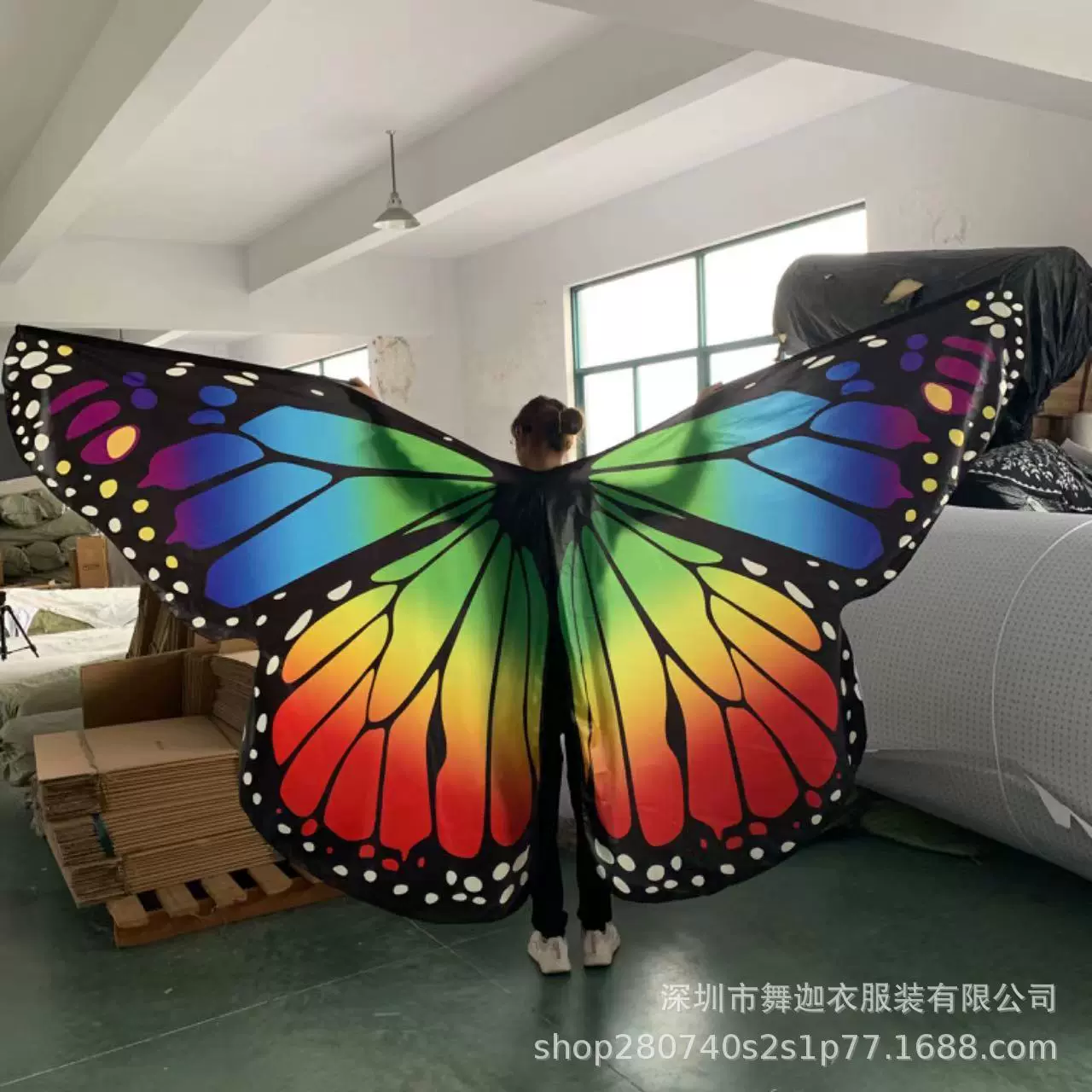肚皮舞翅膀舞蹈服演出蝴蝶舞道具饰品儿童表演360度披风蝴蝶翅膀