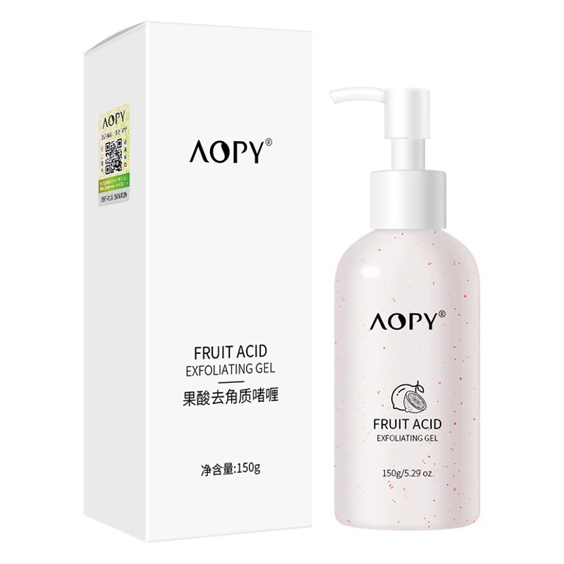 AOPY Отшелушивающий гель с фруктовой кислотой для кожи лица, очищает поры, нежное отшелушивание, омоложение, скраб для тела