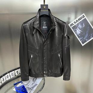 Leather Men's Genuine Leather Spring & Fall Single Leather Imported Goatskin Casual Motorcycle Leather Jacket Fashionable and Trendy