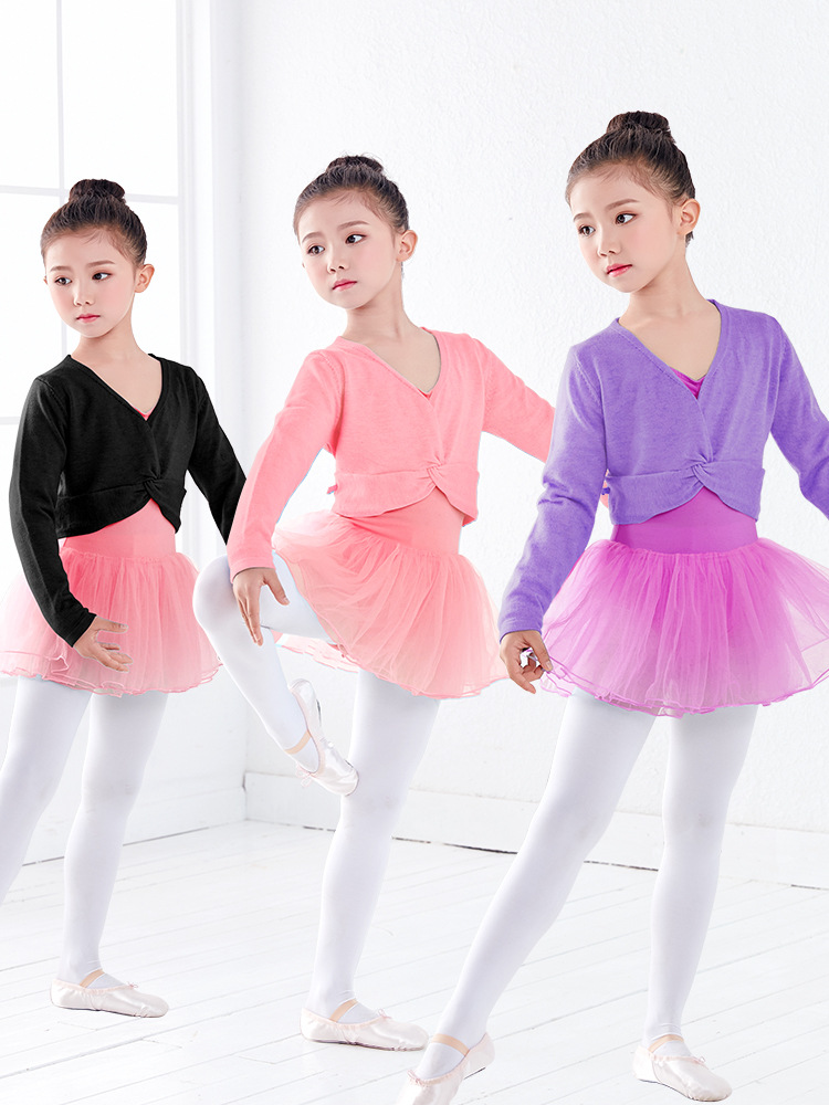 Ropa de baile para niños ropa de práctica Otoño e Invierno chal de punto ropa de ballet ropa de abrigo de suéter de baile de manga larga para niñas