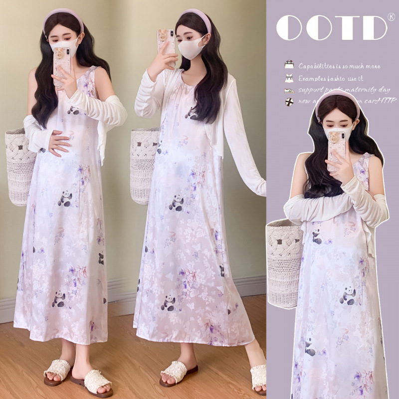 Maternity Wear, New Chinese-Style Dress, New Summer Panda Print National Style Skirt Set, Stunning Dress