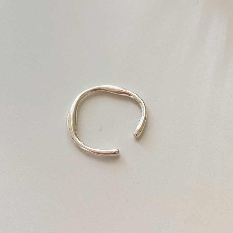 Anello aperto regolabile minimalista in argento massiccio 925_voghion.com