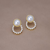 Silver needle, short earrings from pearl, silver 925 sample, Chanel style
