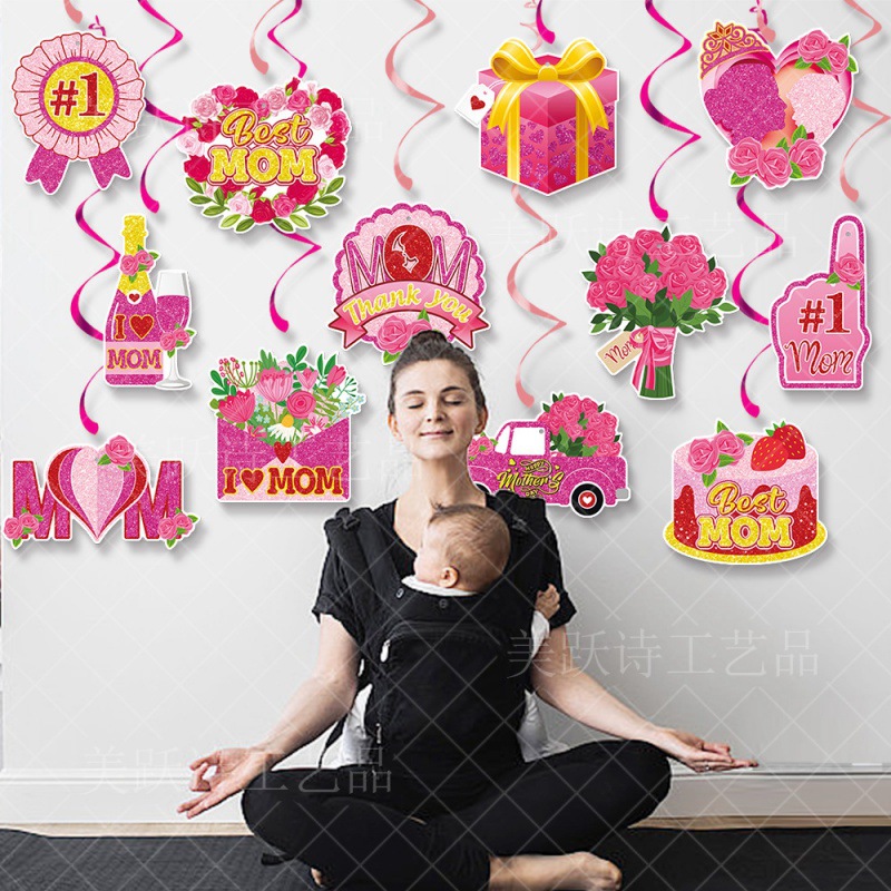 Nueva decoración del partido del Día DE LA Madre adornos en espiral mejor etiqueta mamá suministros de decoración de vacaciones del Día DE LA Madre