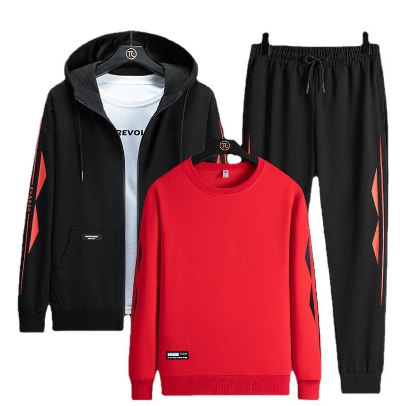 Sudadera extragrande para hombre, traje informal, traje deportivo de otoño e invierno, pantalones jogger de manga larga a la moda, traje de tres piezas.