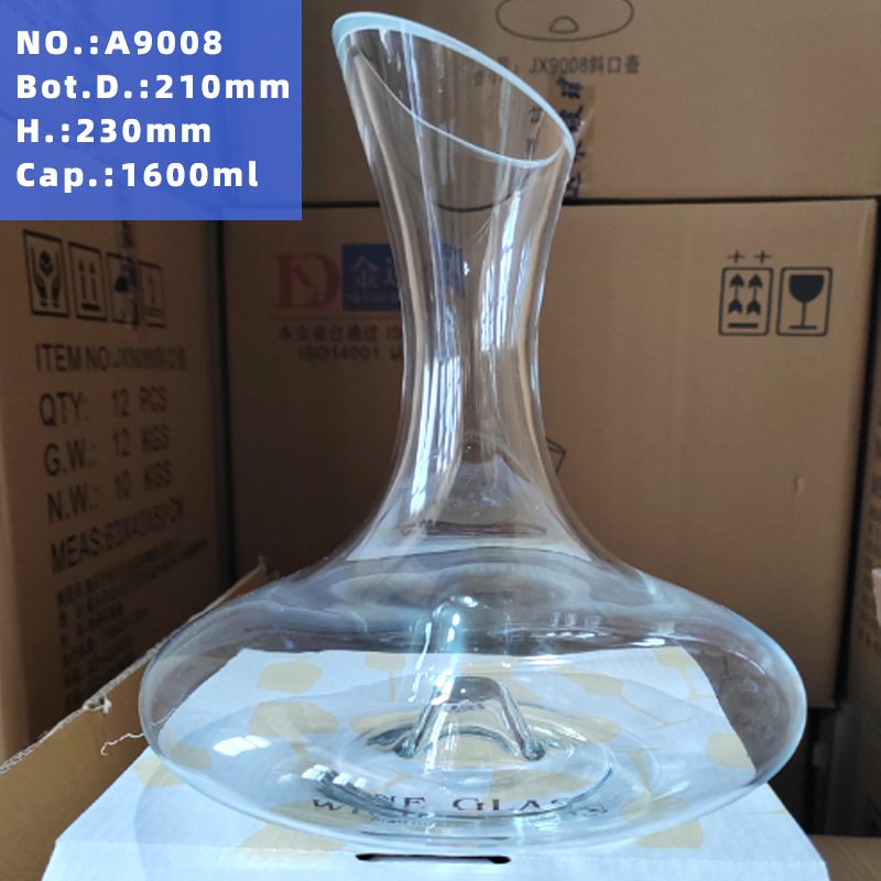 Decantador de cristal de vino pourer con mango hogar separador de vino rápido vino extranjero boca oblicua decantador olla