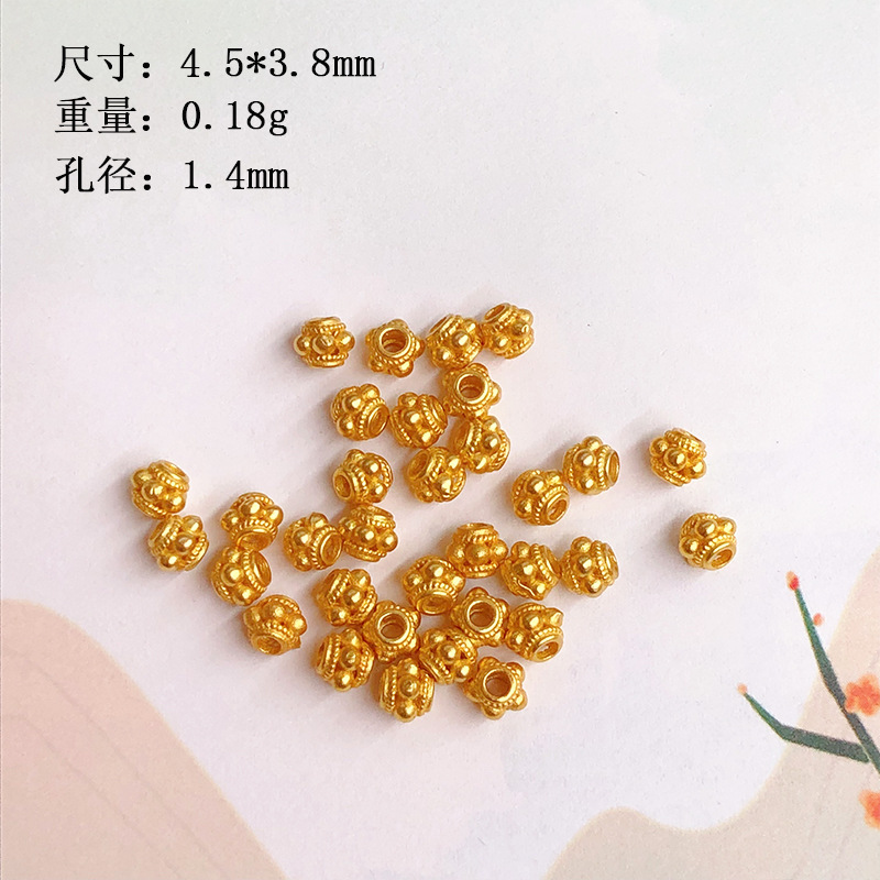 S925 silver gold-plated walnut wool ball pumpkin beads pixiu spacer bead bracelet accessories diy accessories semi-finished products