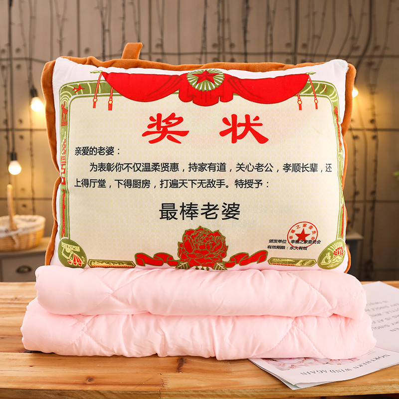 Gift for wife [small certificate pillow air conditioner quilt 2-in-1]