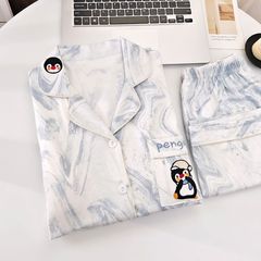 2025年睡衣女新款纯棉开衫翻领卡通可爱短袖短裤可外穿家居服套装