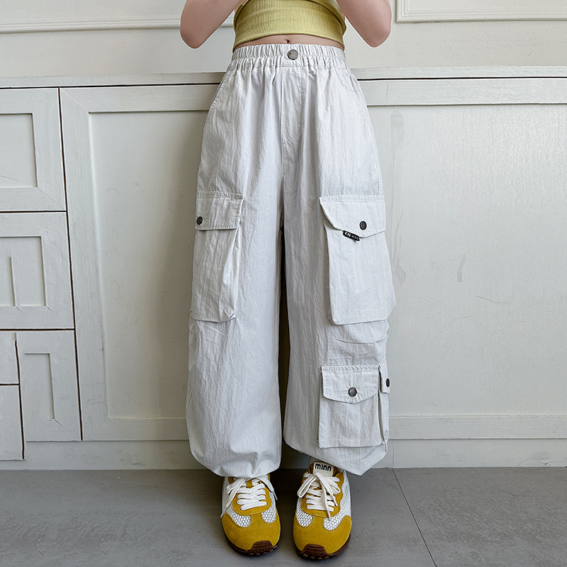 Girl's Pants Summer Thin 2025 New Unique Super Good-looking Black Internet Celebrity Fried Street Wide-leg Pants Loose Overalls