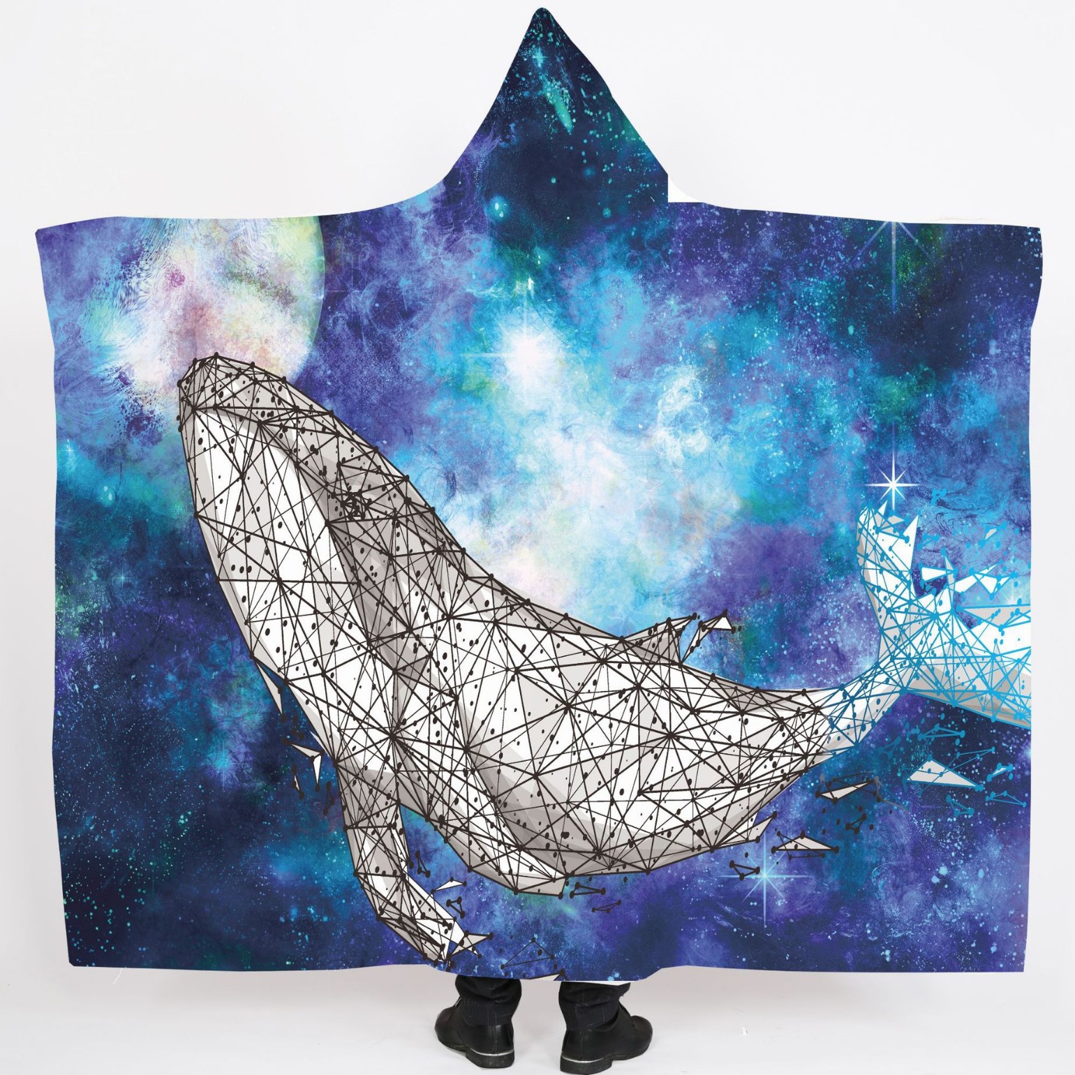 Lana de cordero siesta manta invierno Manta con capucha capa engrosada doble felpa 3D Impresión digital perezoso Manta