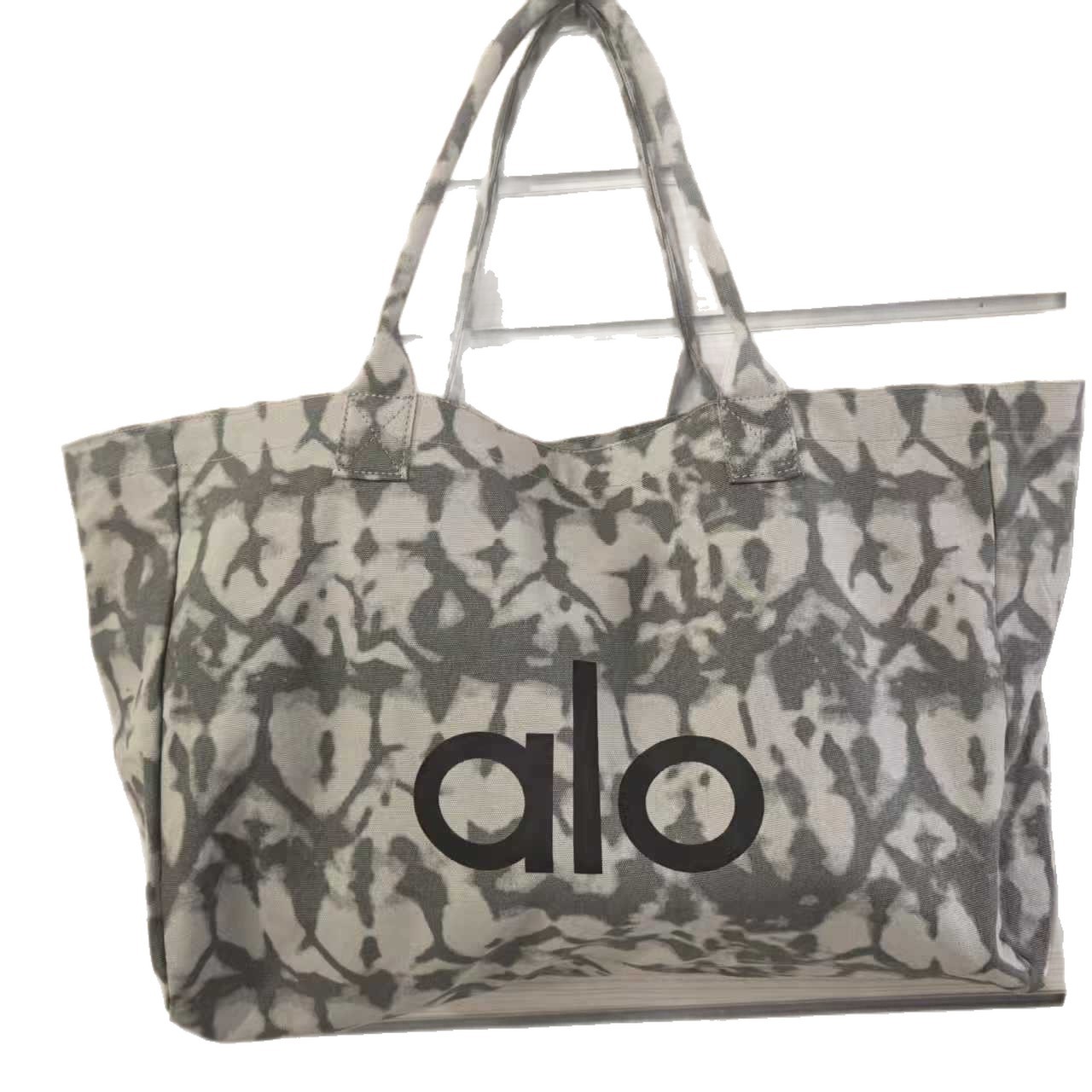ALO Korean Style Canvas Tote Bag for Women - Large Capacity Versatile Commuter Yoga Handbag Shoulder Bag with Logo - Thumbnail 5