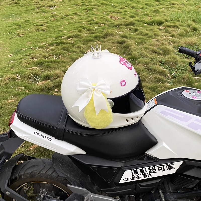 White Bow Yellow Cinnamoroll Helmet Accessory Motorcycle Plush Ears Decor