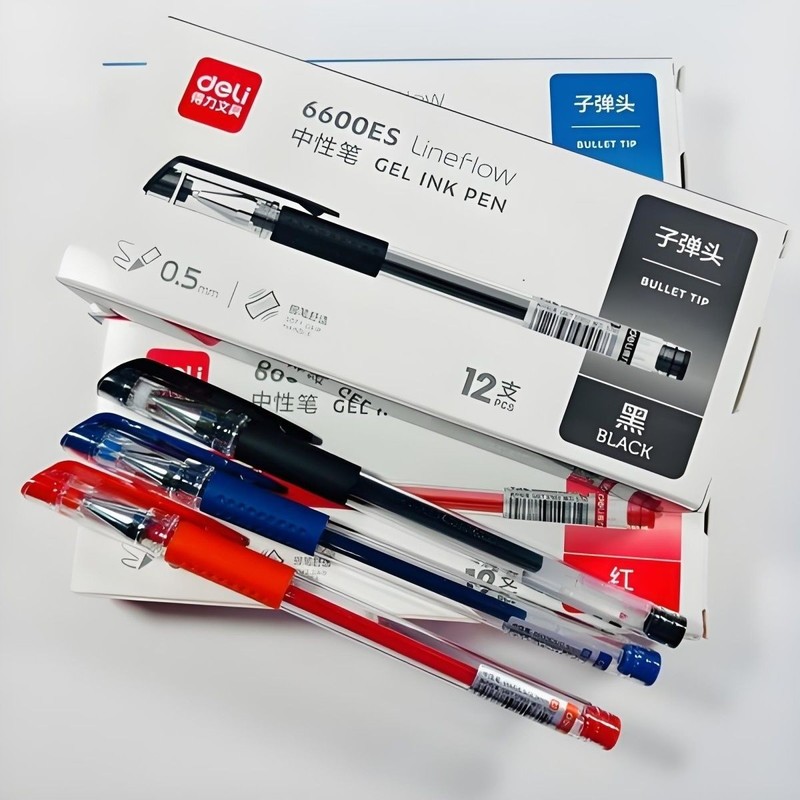 デリ 6600ES ゲルペン 0.5 サインペン 12 学生カーボンペン事務用品黒水ペン卸売|undefined
