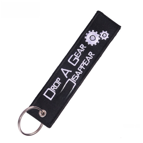 Black and White Textured Drop A Gear Keychain Embroidery Keychain Decor for Cars and Motorcycles Gift