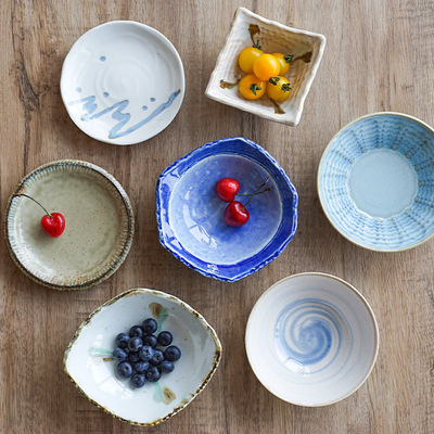 日本进口小碟子料碟小碗浅碗多用碗小吃盘子家用创意日式异形碗碟|ms