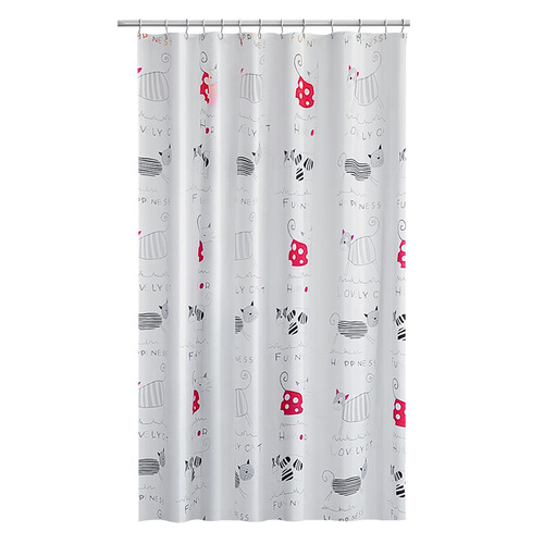 Waterproof Shower Curtain Shower Curtain Bathroom Partition Curtain Hotel Dormitory Cartoon Kitten PEVA Bathroom Curtain Wholesale