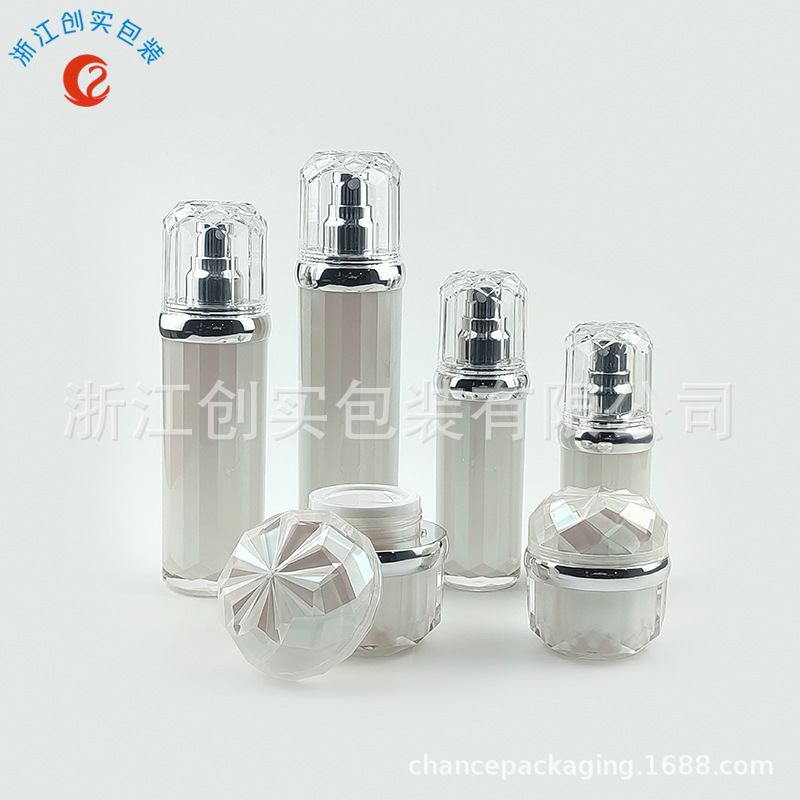 塑料竖条圆瓶 30/50g亚克力钻石形膏霜瓶 30/50ml钻石乳液喷雾瓶