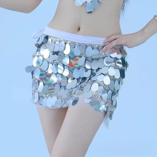 Belly Dance New Sequin Waist Chain Hip Towel Sexy Oriental Dance Hip Towel Skirt Fitness Beginner Dance Clothes Performance Skirt