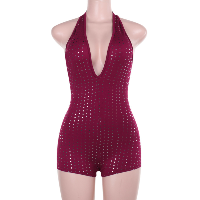 Spring 2025 New Fashion Personalized Low-cut Figure Strap Backless Diamond Thin Flash Short Pants