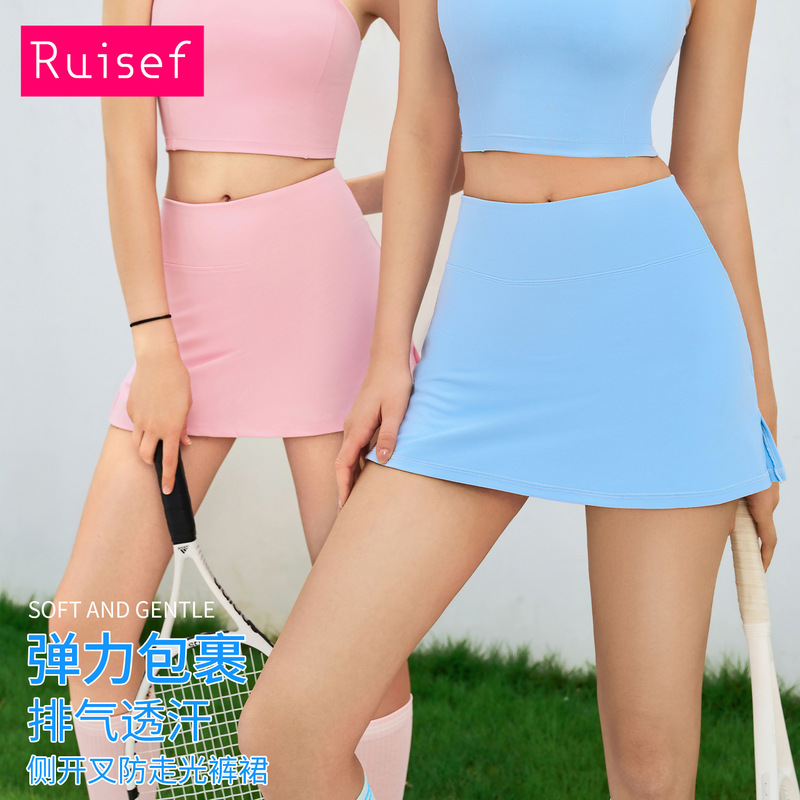 Cross-border Summer New Slim Quick-dry Tennis Skirt Running Fitness Skirt Anti-running Fake Two-piece Sports Mini Pants Skirt