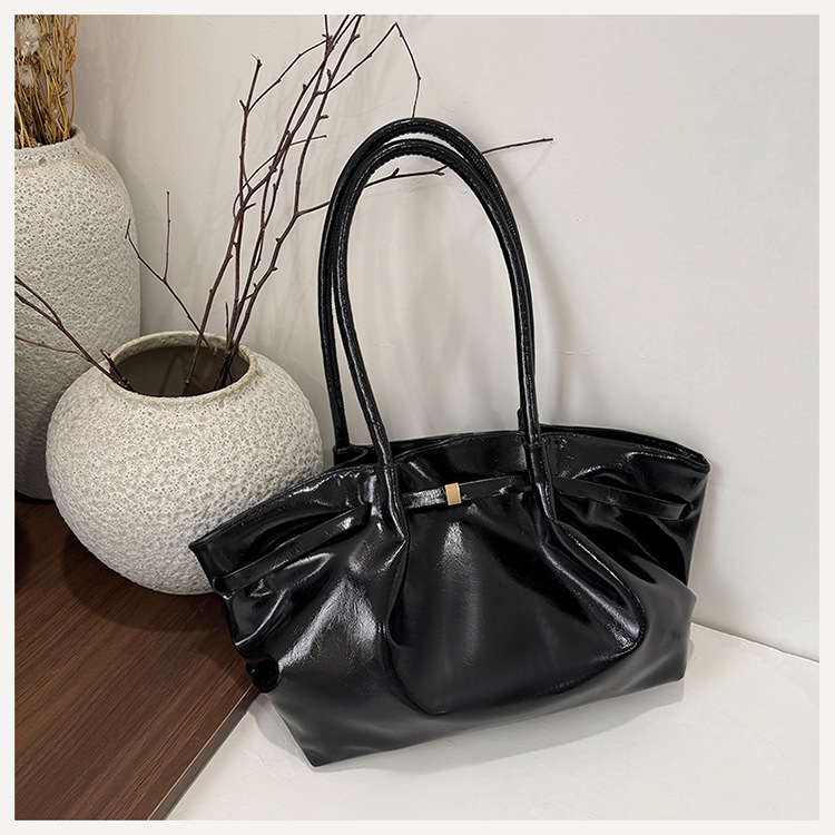 Bolso Tote Plisado Retro para Mujer de PU con Hebilla Magnética para Uso Diario image 8