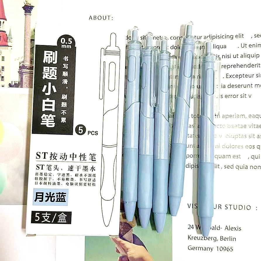 Quick-dry rollerball pen, 0.5 mm tip, elementary school stationery, multi-color options