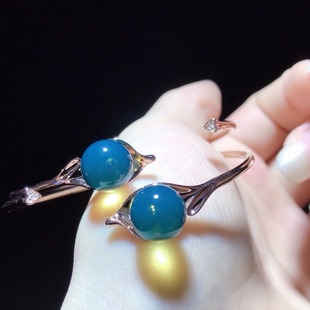 Golden branches and jade leaves 10mm Mexican Lamper Seiko inlaid S925 silver bracelet vacuum plating two colors