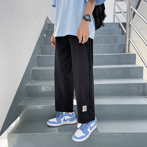 Summer Thin Straight Pants Men's Korean-style Trendy Wide-leg Pants Men's Drapey Loose Casual Pants Trendy Cargo Pants for Students
