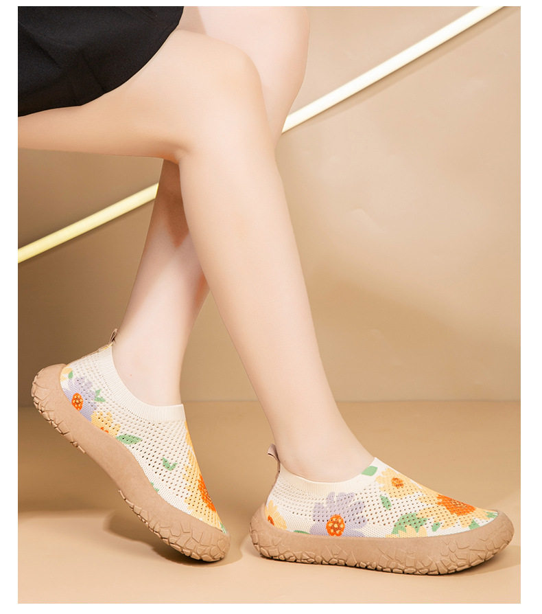 Giày lười nữ thân lưới dệt thoáng khí họa tiết hoa vẽ màu, đế mềm gót thấp 1–3 cm — DK550 - Graffiti [Hộp], DK550 - Màu Bohemian [Hộp], DK550-Hoa [Đóng hộp] chi tiết 18