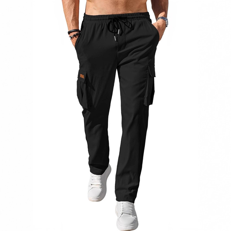 Men's Casual Cargo Pants Sports Jogging Sweatpants Hiking Drawstring Multi-Pocket Tactical Pants Amazon Aliexpress