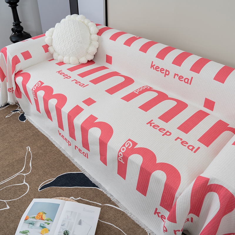 Red de Internet dopamina funda de sofá rosa sala de estar sofá cubierta toalla antideslizante anti-gato niña habitación de alquiler sofá toalla todo incluido