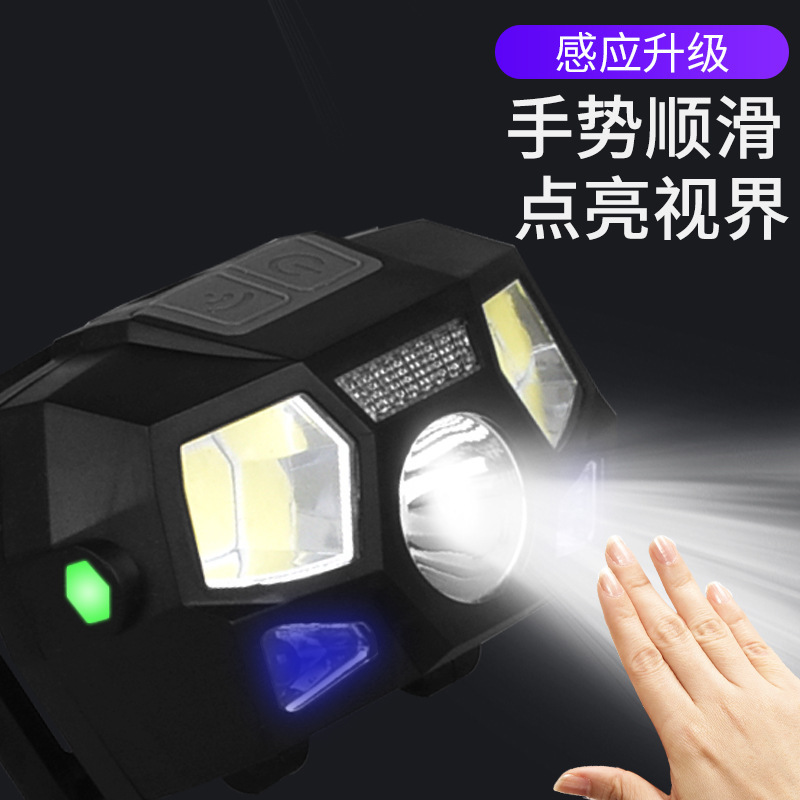 Inducción USB al aire libre carga de luz alta luz luz superbrillante led cabeza impermeable luz de pesca nocturna cabeza de plástico image 3