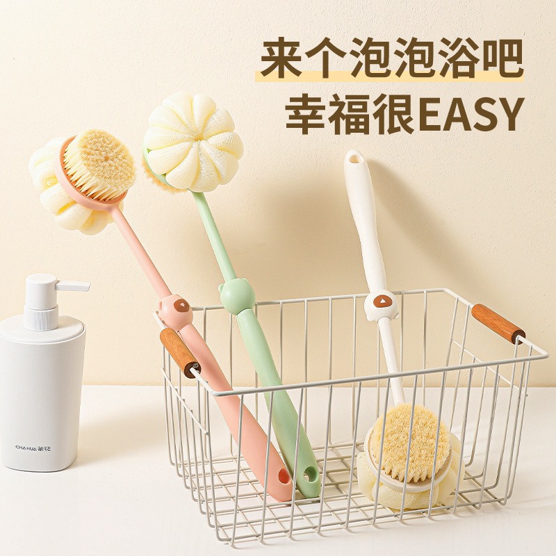 Pequeño oso cepillo de baño espalda limpio cepillo de lana suave de mango largo para el hogar doble cara bola de baño lavabo espalda artefacto