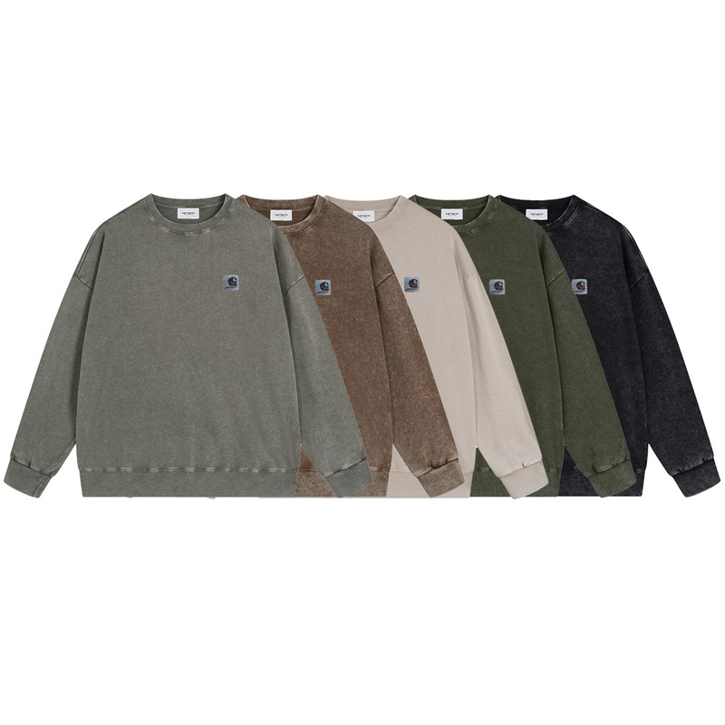 Carhartt American Round Neck Detroit Sweatshirt Long-Sleeved T-Shirt for Men and Women Washed Cross-Border Dropshipping