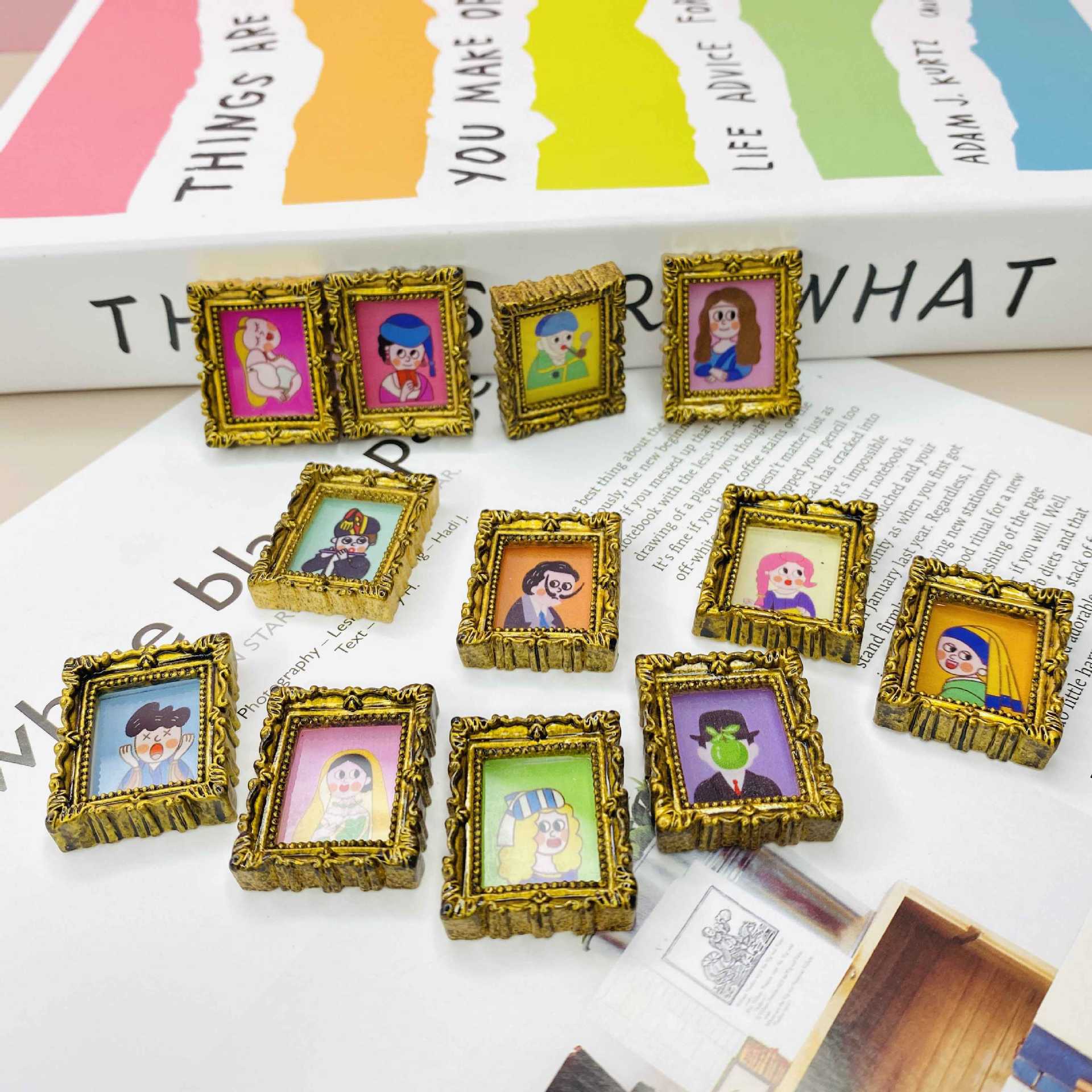 Wholesale Mini Art Photo Golden Photo Frame Creative Small Ornaments DIY Refrigerator Magnet Cream Glue Mobile Phone Case Material