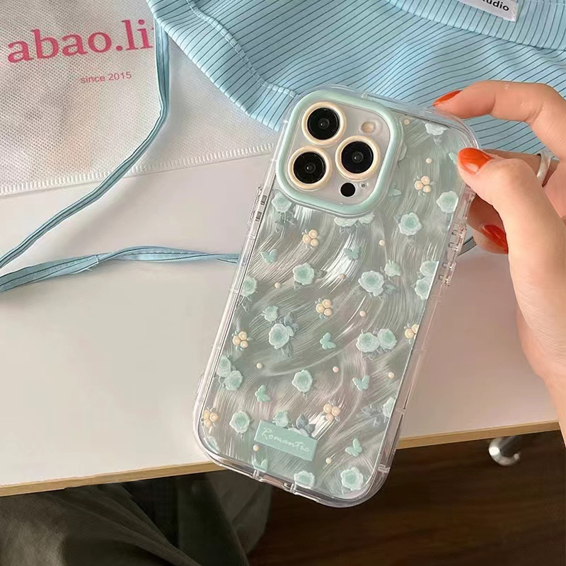フレッシュな小さな花はリンゴ16promax携帯ケースiphone15plus羽糸クリーム14/13女を適用している
