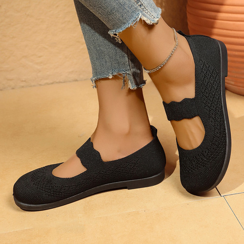 Women's Casual Flat Shoes for Middle-Aged Mothers, Breathable One-Piece Sneakers, Leisure Sports Shoes, Old Beijing Style Cloth Shoes