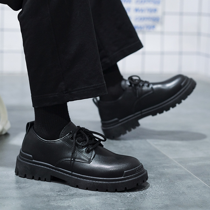 Zapatos de cuero pequeños para hombres de otoño nuevos zapatos de trabajo retro de alto bajo estilo británico zapatos de boda zapatos de moda de cuatro estaciones