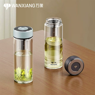 万象大容量单层玻璃杯男士茶杯礼盒车载水杯大容量家用透明杯子