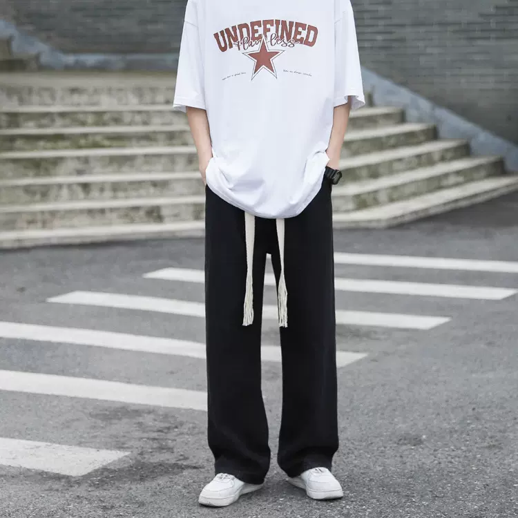 阔腿裤男宽松百搭潮流休闲裤美式高街ins直筒裤简约显瘦春秋长裤