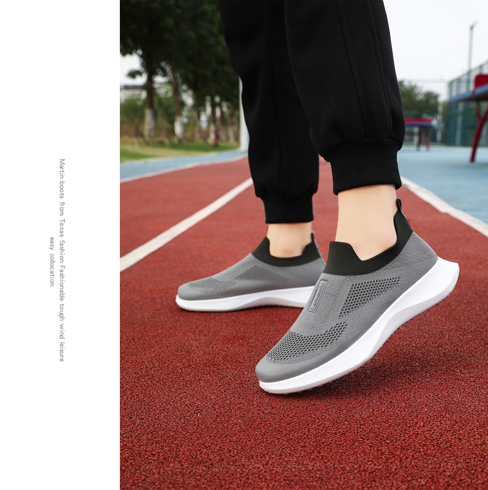 Men's Slip-On Walking Shoes Lightweight Breathable Knit Loafers Comfortable Casual Work Shoes For Men_vogvips.com